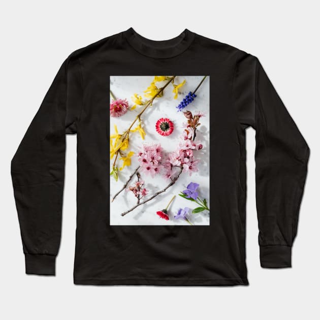 colorful flowers and plants pink & rose yellow blue purple Long Sleeve T-Shirt by NaniMc